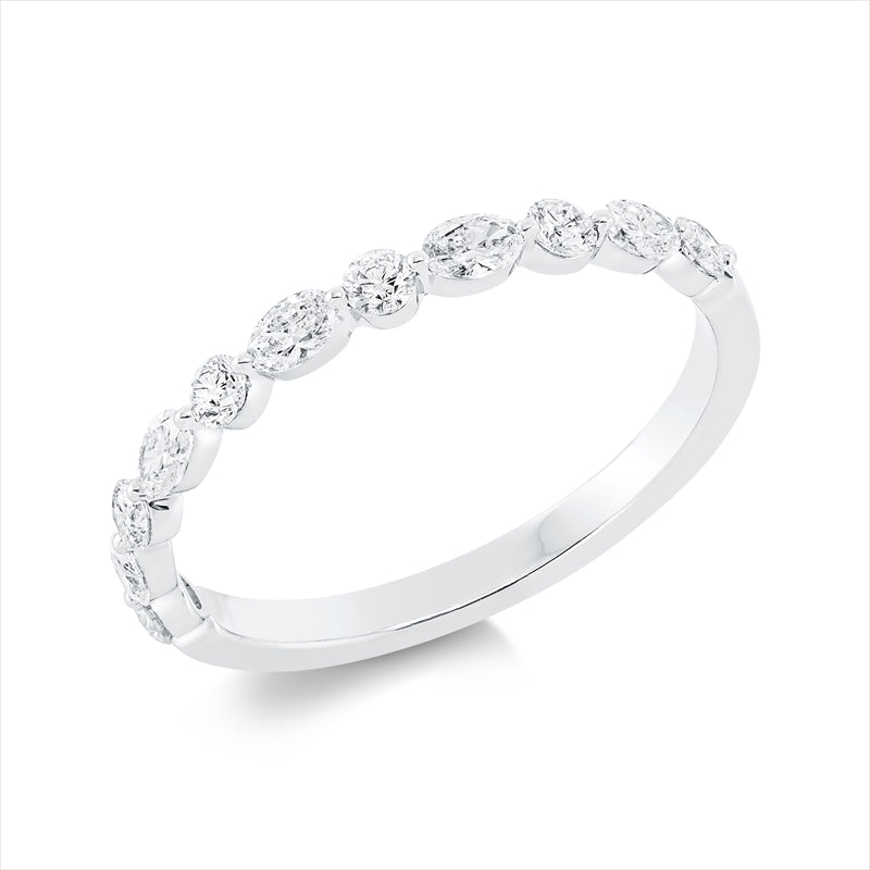 Ring 18 kt WG, 11 Fant-Schl. 0,45 ct, TW-si