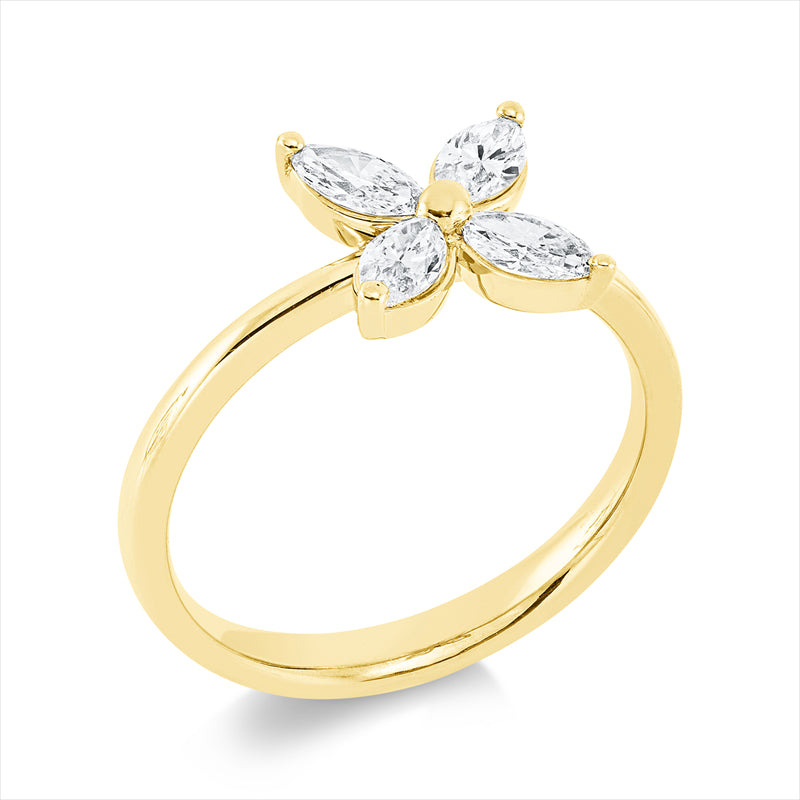 Ring 18 kt GG, 4 Nav. 0,64 ct, TW-si