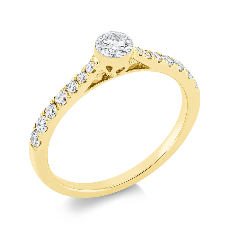 Ring 18 kt GG, 6 Brill. 0,11 ct, TW-si, 4 Brill. 0,10 ct, TW-si, 1 Brill. 0,25 ct, TW-si, 4 Brill. 0,04 ct, TW-si