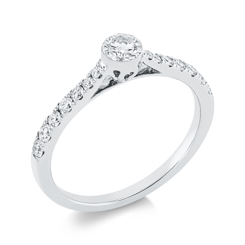 Ring 18 kt WG, 1 Brill. 0,25 ct, TW-si, 14 Brill. 0,25 ct, TW-si