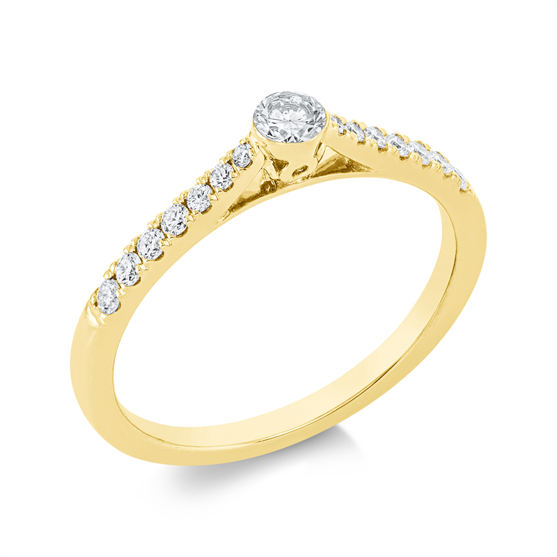 Ring 18 kt GG, 10 Brill. 0,13 ct, TW-si, 1 Brill. 0,14 ct, TW-si, 4 Brill. 0,03 ct, TW-si