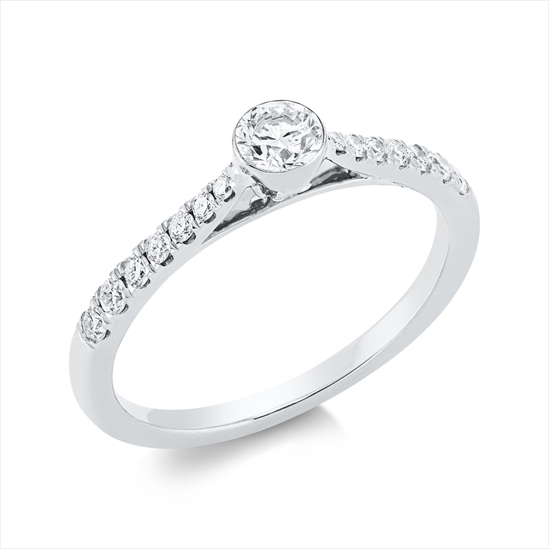 Ring 18 kt WG, 1 Brill. 0,23 ct, TW-si, 14 Brill. 0,18 ct, TW-si