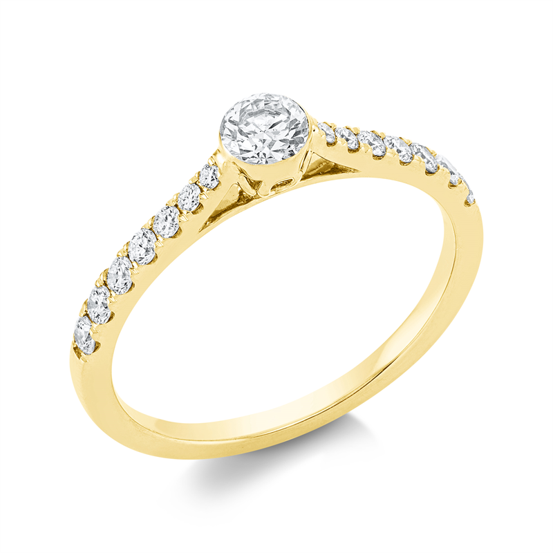 Ring 18 kt GG, 6 Brill. 0,11 ct, TW-si, 4 Brill. 0,10 ct, TW-si, 1 Brill. 0,25 ct, TW-si, 4 Brill. 0,04 ct, TW-si
