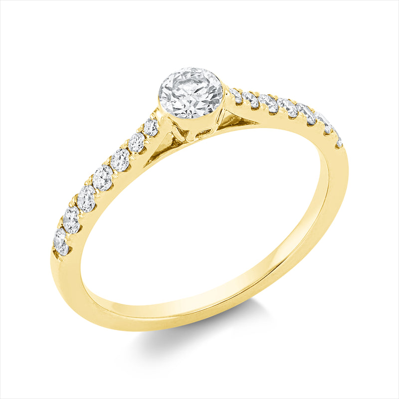 Ring 18 kt GG, 6 Brill. 0,11 ct, TW-si, 4 Brill. 0,10 ct, TW-si, 1 Brill. 0,25 ct, TW-si, 4 Brill. 0,04 ct, TW-si