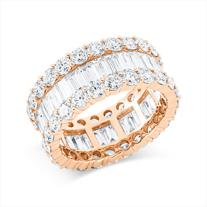 Ring 18 kt RG, 33 Bag. 3,07 ct, TW-vsi/si, 48 Brill. 3,86 ct, TW-vsi/si