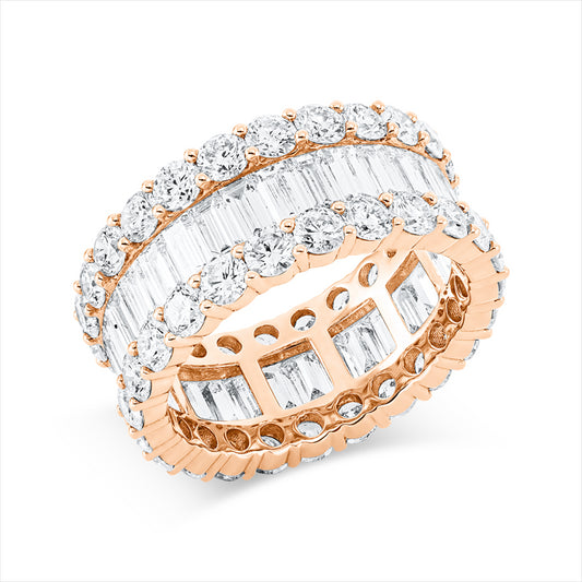 Ring 18 kt RG, 33 Bag. 3,07 ct, TW-vsi/si, 48 Brill. 3,86 ct, TW-vsi/si