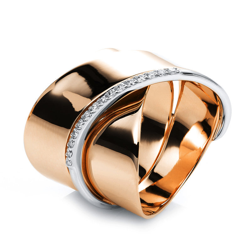 Ring 18 kt RG+WG, 15 Brill. 0,14 ct, TW-si