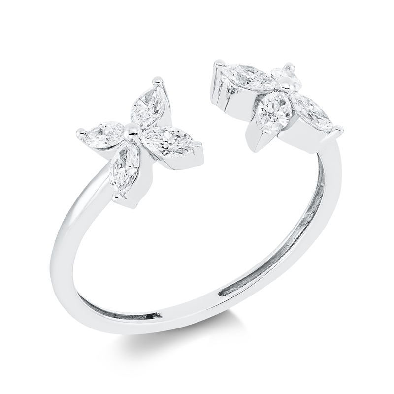 Ring 18 kt WG, 8 Nav. 0,51 ct, TW-vsi