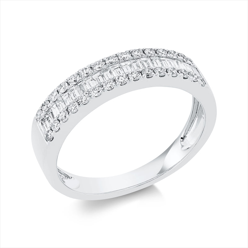 Ring 18 kt WG, 20 Bag. 0,28 ct, TW-vsi, 30 Brill. 0,30 ct, TW-si