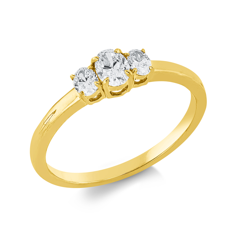 Ring 18 kt GG, 1 Oval 0,23 ct, TW-si, 2 Oval 0,21 ct, TW-si