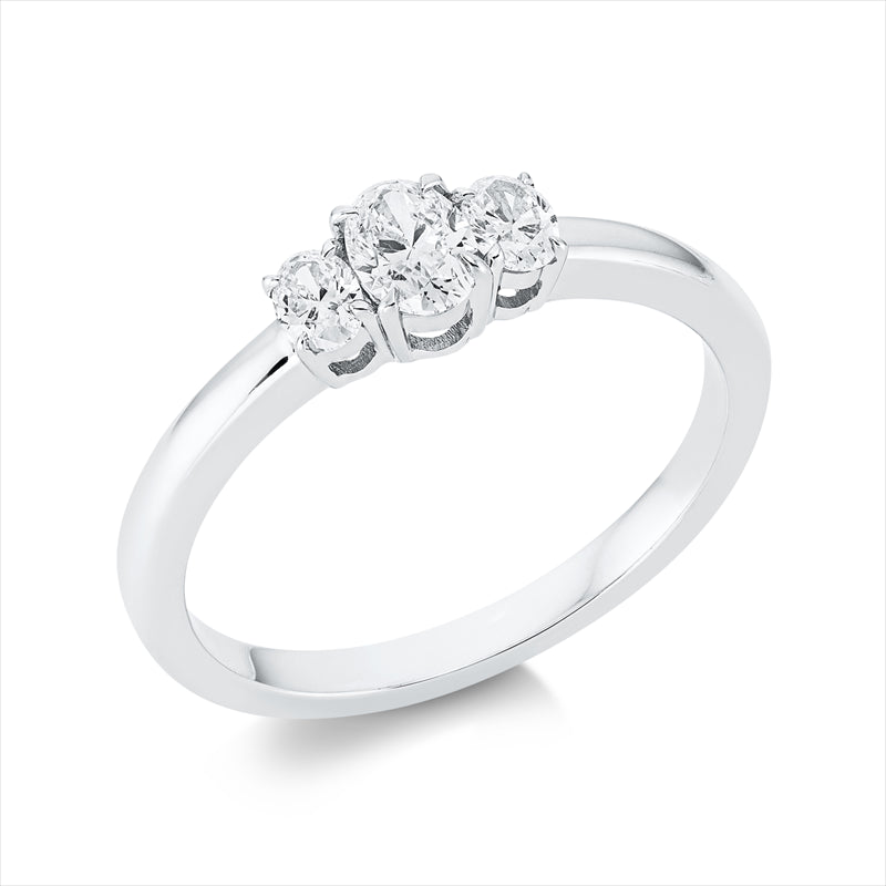 Ring 18 kt WG, 1 Oval 0,24 ct, TW-si, 2 Oval 0,21 ct, TW-si