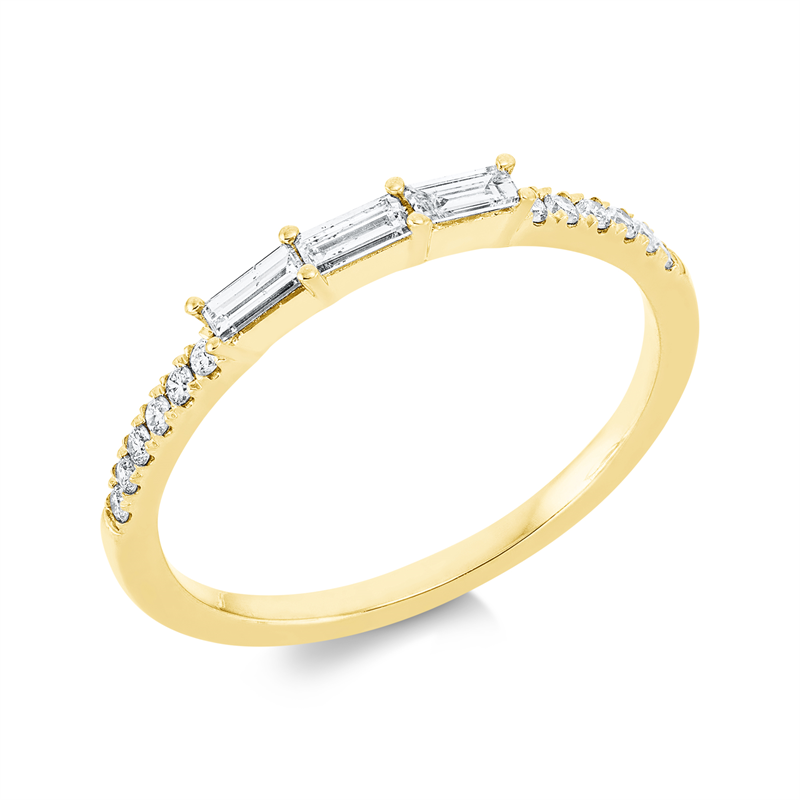 Ring 18 kt GG, 3 Bag. 0,24 ct, TW-si, 12 Brill. 0,09 ct, TW-si