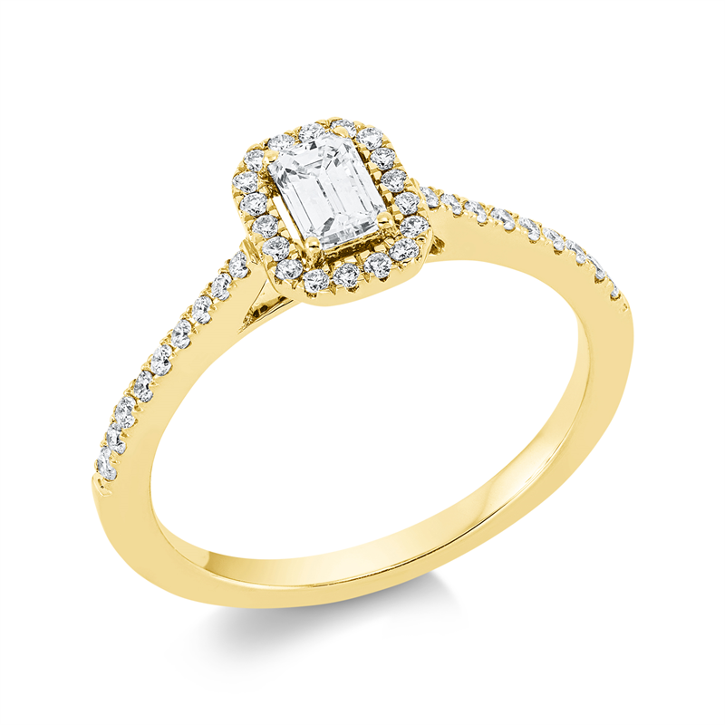 Ring 18 kt GG, 1 Sm.schliff 0,40 ct, TW-si, 36 Brill. 0,22 ct, TW-si