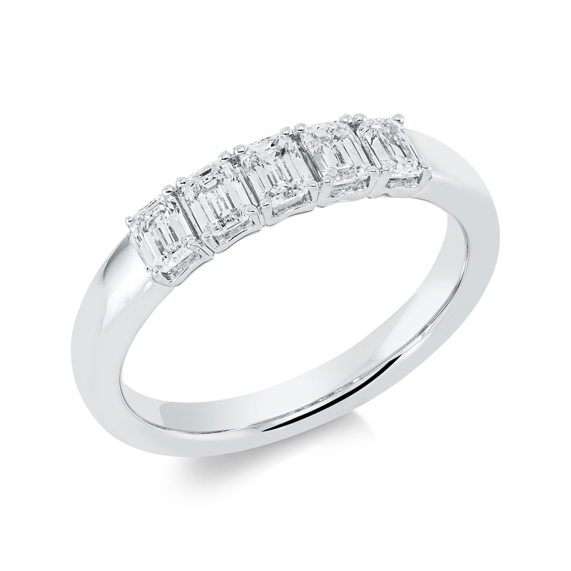Ring 18 kt WG, 5 Sm.schliff 0,80 ct, TW-si