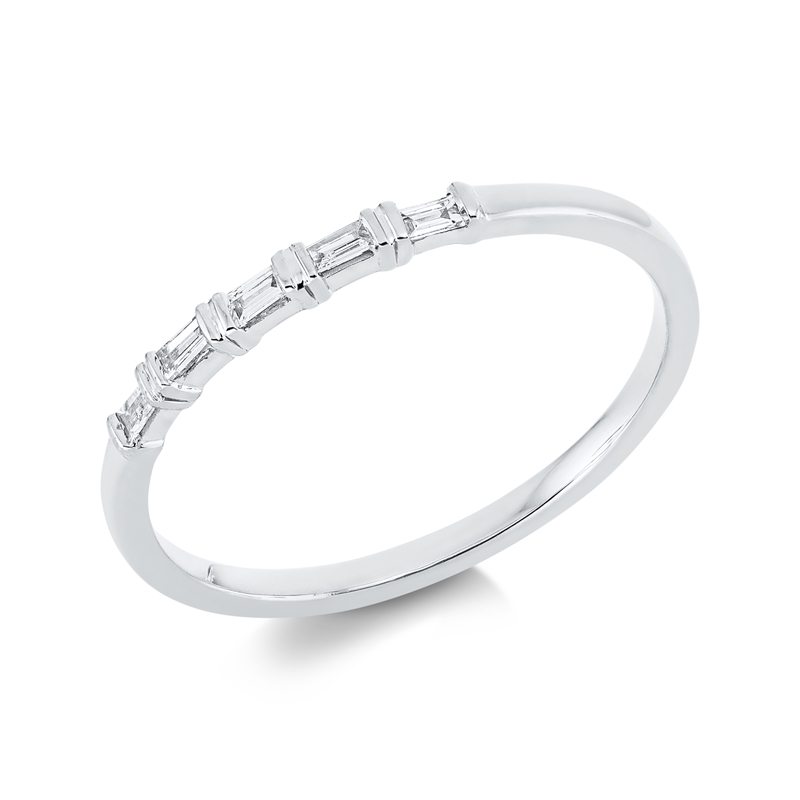 Ring 18 kt WG, 5 Bag. 0,07 ct, TW-si
