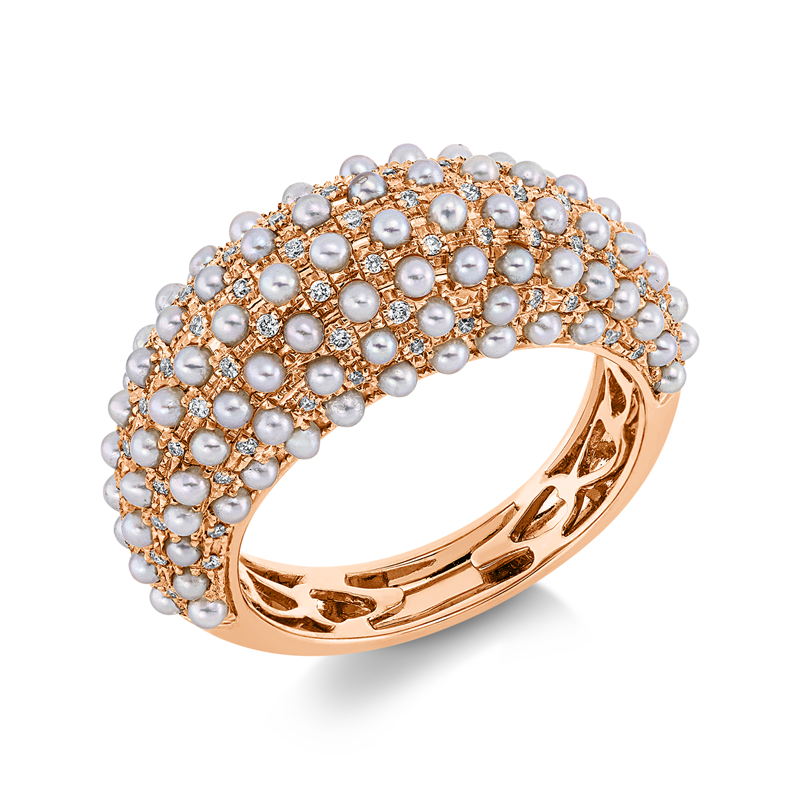 Ring 18 kt RG, 82 Brill. 0,22 ct, TW-si, 104 ZP weiß 1,6 mm
