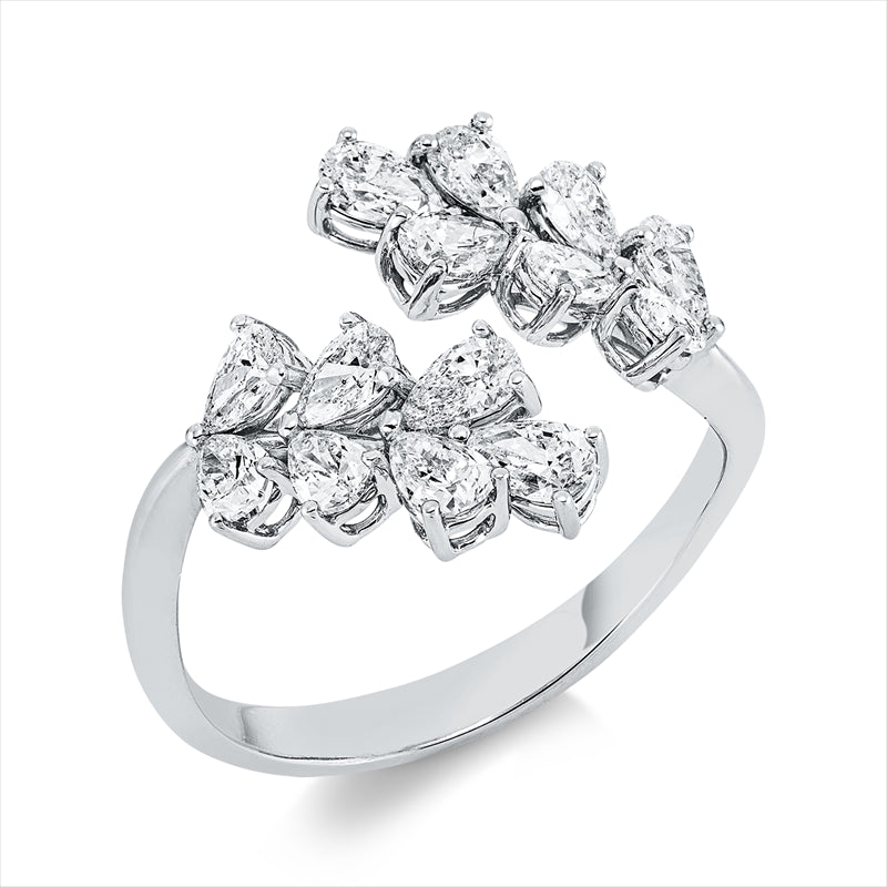 Ring 18 kt WG, 14 Tropfen 1,35 ct, TW-si