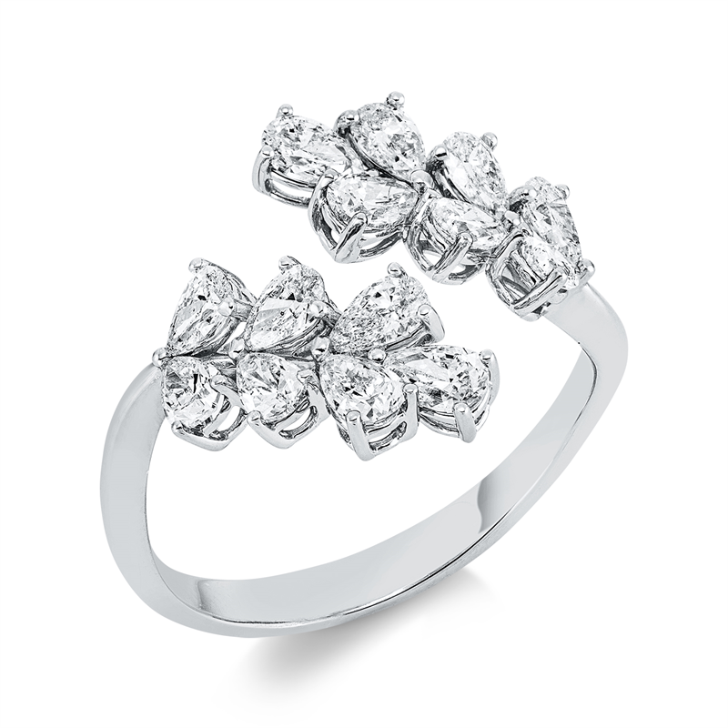 Ring 18 kt WG, 14 Tropfen 1,23 ct, TW-si