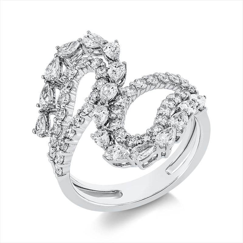 Ring 18 kt WG, 16 Tropfen 0,91 ct, TW-si, 39 Brill. 0,84 ct, TW-si