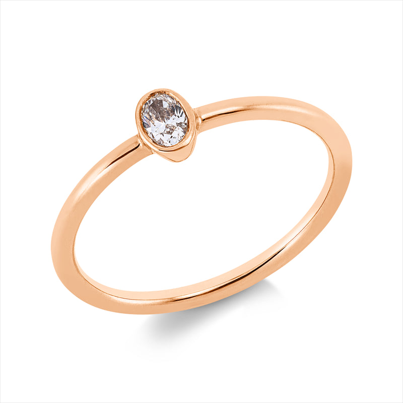 Ring 18 kt RG, 1 Oval 0,13 ct, TW-vsi