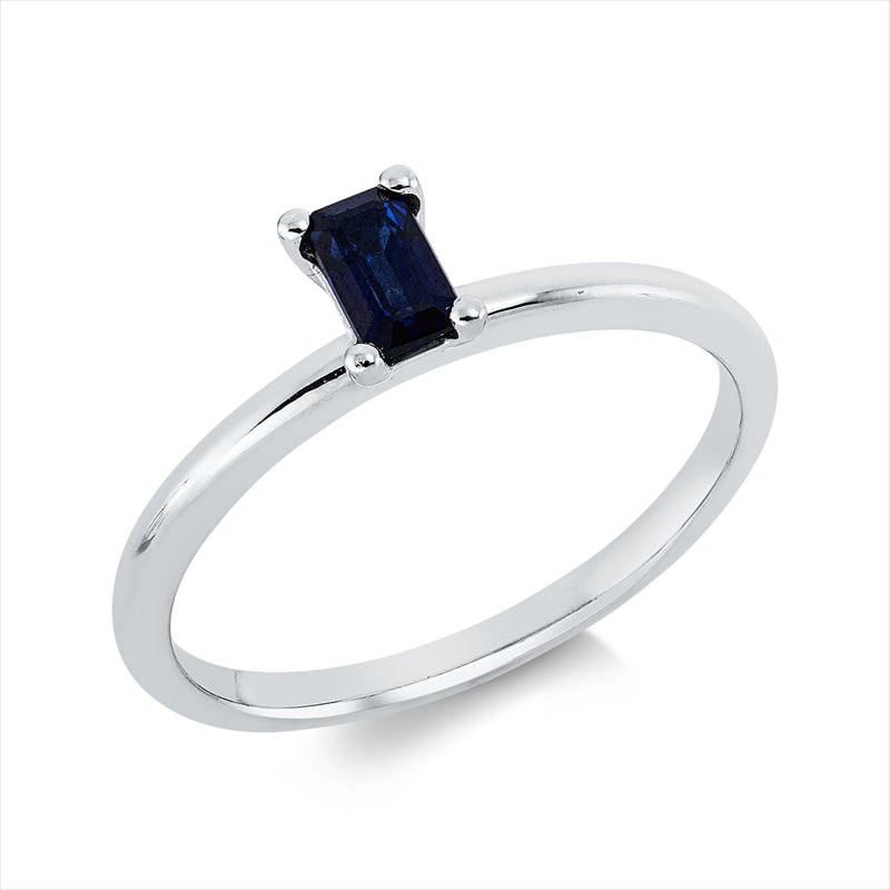 Ring 18 kt WG, 1 Saphir 0,26 ct blau