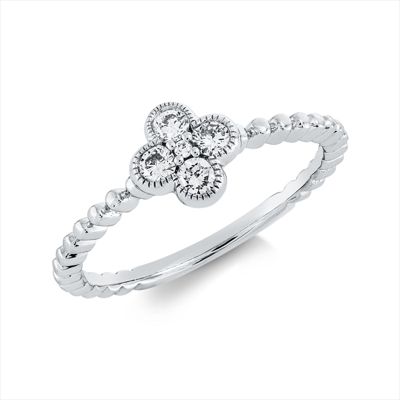 Ring 18 kt WG, 1 Brill. 0,01 ct, TW-si, 4 Brill. 0,22 ct, TW-si