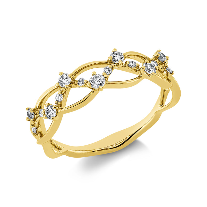 Ring 18 kt GG, 15 Brill. 0,26 ct, TW-si