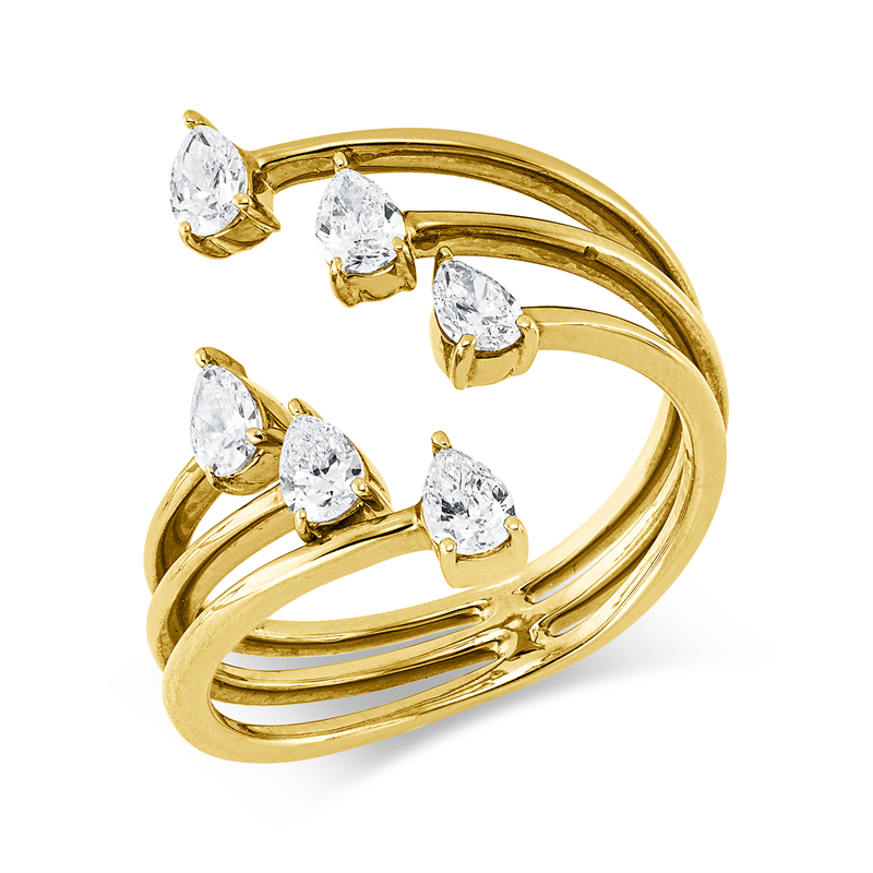 Ring 18 kt GG, 6 Tropfen 0,76 ct, TW-vsi