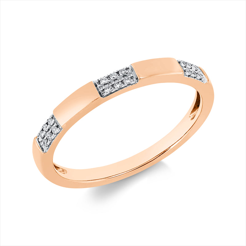 Ring 14 kt RG, Fassung rhodiniert, 18 Brill. 0,05 ct, TW-si