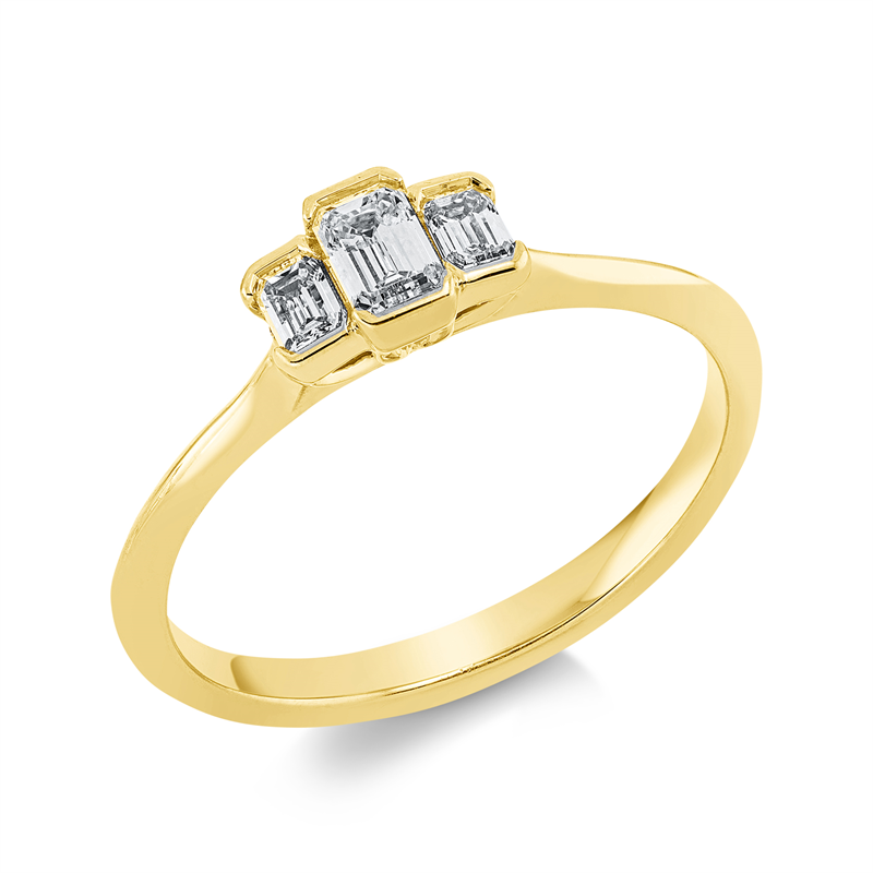 Ring 18 kt GG, 1 Sm.schliff 0,20 ct, TW-si, 2 Sm.schliff 0,15 ct, TW-si