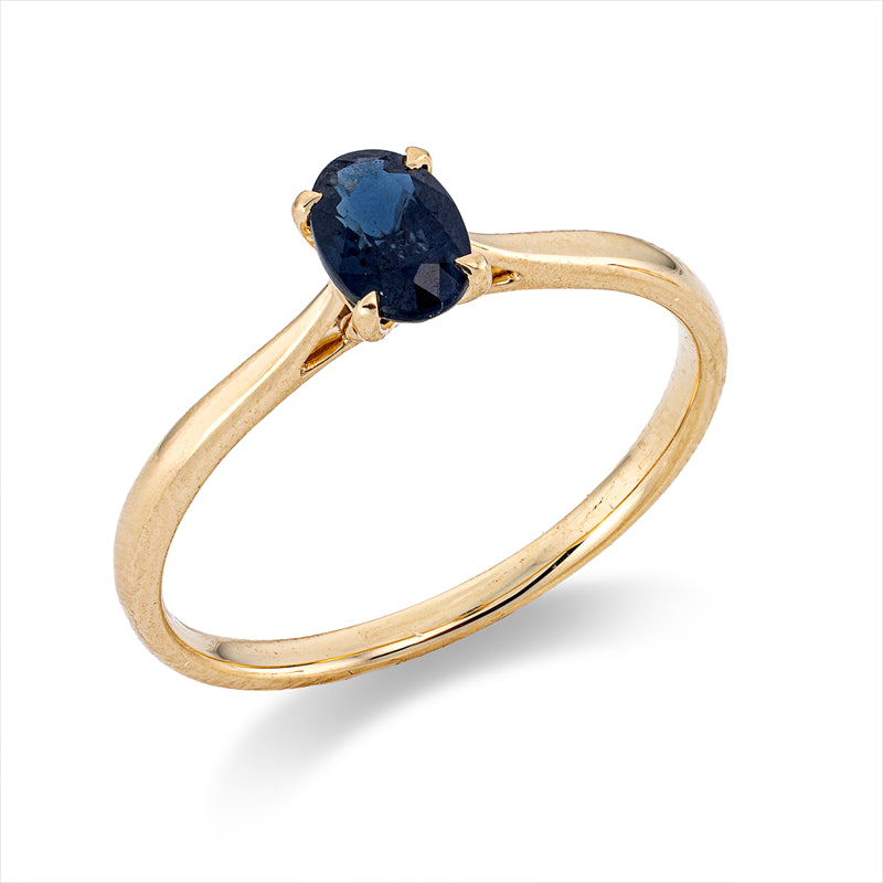 Ring 18 kt GG, 1 Saphir 0,63 ct blau