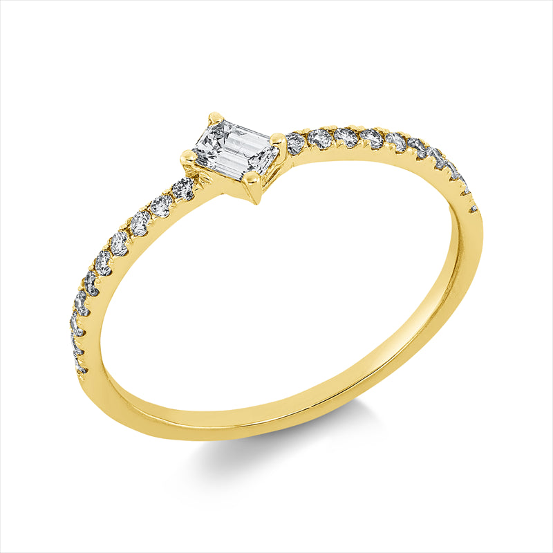 Ring 18 kt GG, 1 Sm.schliff 0,15 ct, TW-si, 20 Brill. 0,15 ct, TW-si