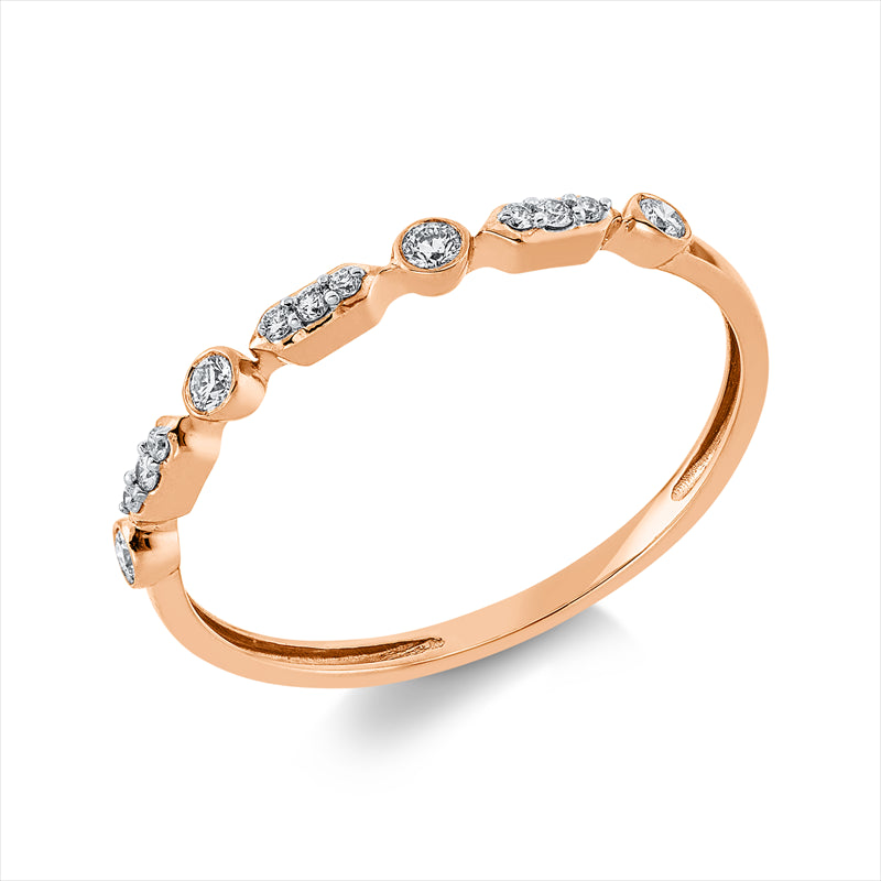 Ring 18 kt RG, Fassung rhodiniert, 13 Brill. 0,11 ct, TW-si