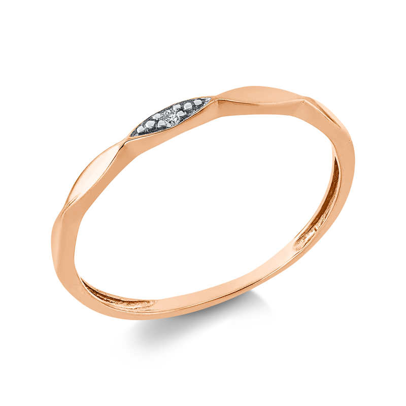 Ring 18 kt RG, Fassung rhodiniert, 1 Brill. 0,02 ct, TW-si