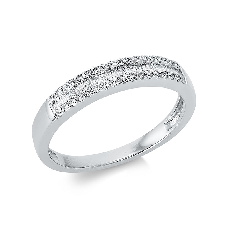 Ring 18 kt WG, 24 Bag. 0,11 ct, TW-si, 34 Brill. 0,14 ct, TW-si