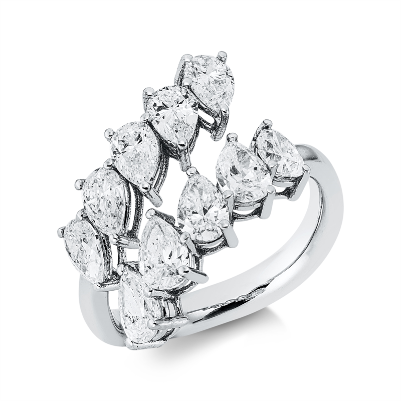Ring 18 kt WG, 10 Tropfen 2,59 ct, F-vsi/si
