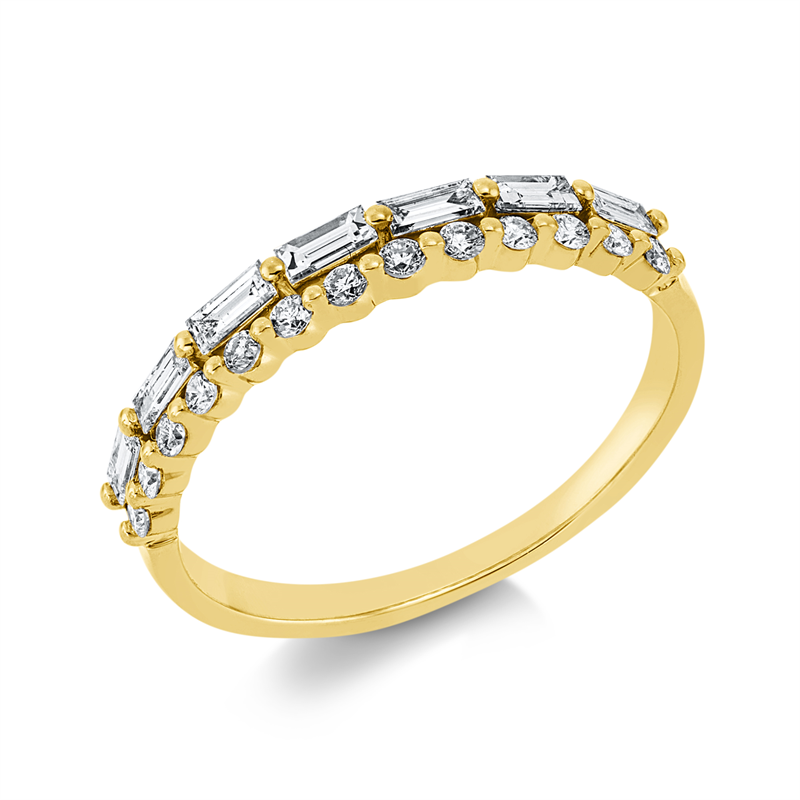 Ring 18 kt GG, 7 Bag. 0,27 ct, TW-si, 13 Brill. 0,16 ct, TW-si