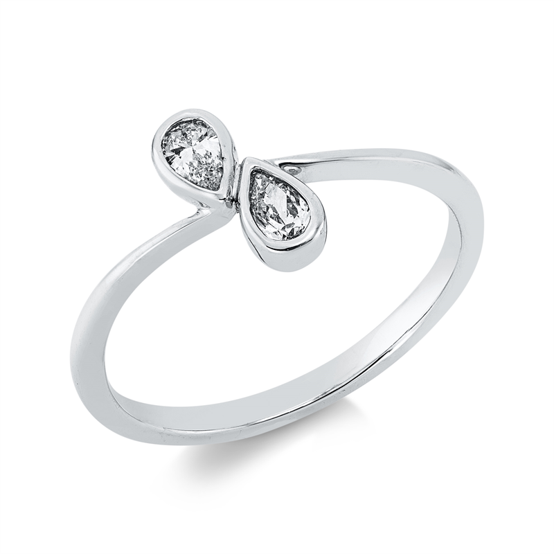 Ring 18 kt WG, 2 Tropfen 0,20 ct, TW-vsi/si