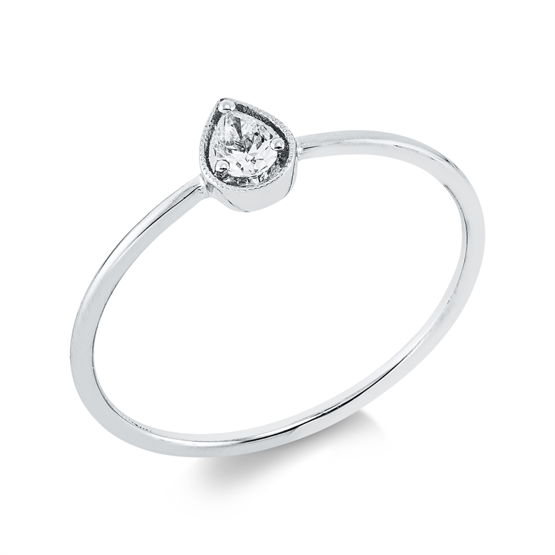 Ring 18 kt WG, 1 Tropfen 0,09 ct, TW-vsi
