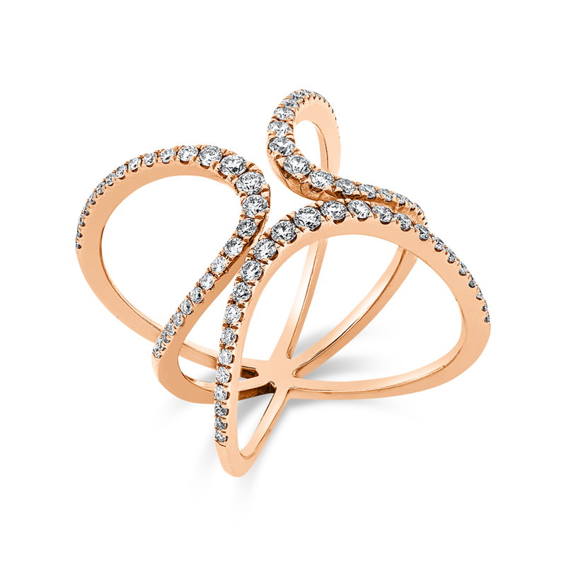 Ring 18 kt RG, 79 Brill. 0,59 ct, TW-si