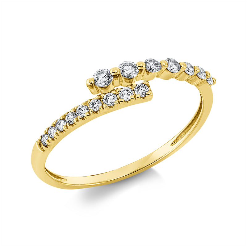 Ring 14 kt GG, 16 Brill. 0,24 ct, W-pi
