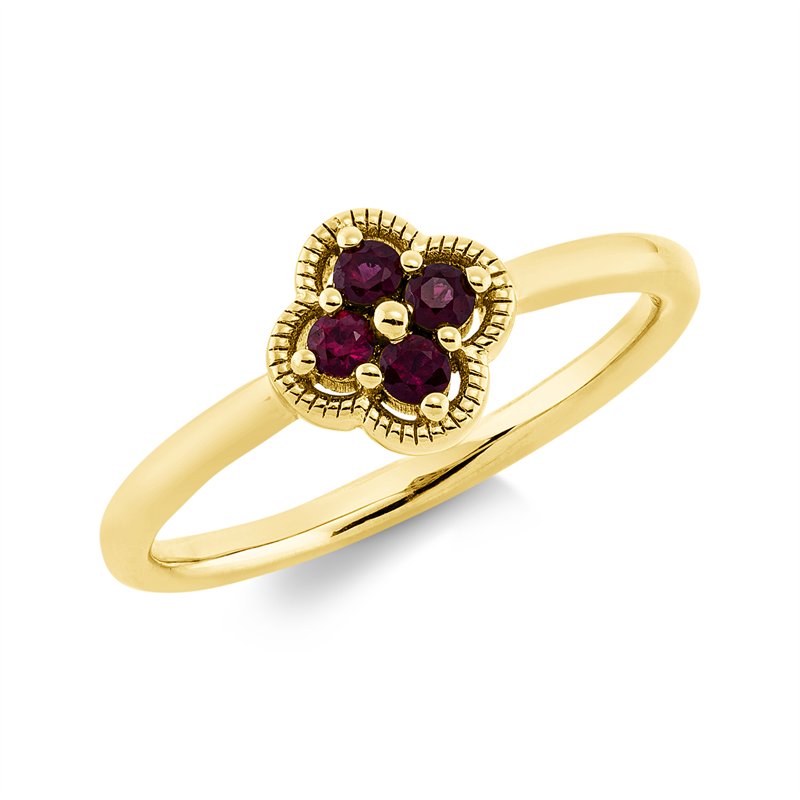 Ring 18 kt GG, 4 Rubine 0,16 ct rot