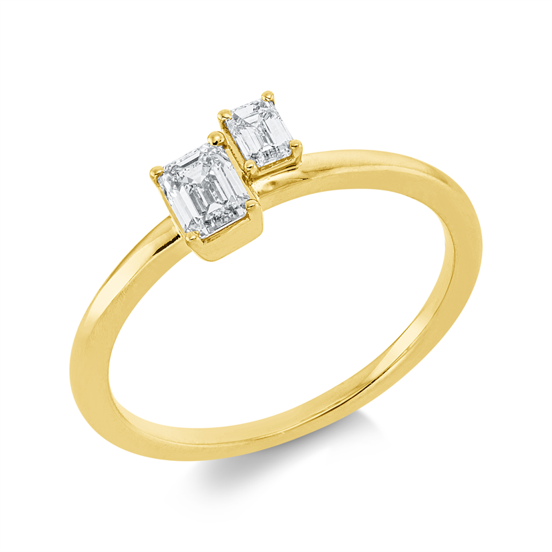 Ring 18 kt GG, 2 Sm.schliff 0,42 ct, TW-si