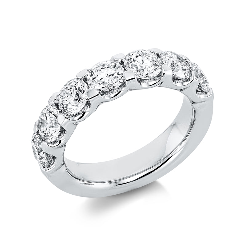 Ring 18 kt WG, 7 GIA's, 1 Brill. 0,40 ct, F-vsi, 6 Brill. 2,40 ct, TW-vsi