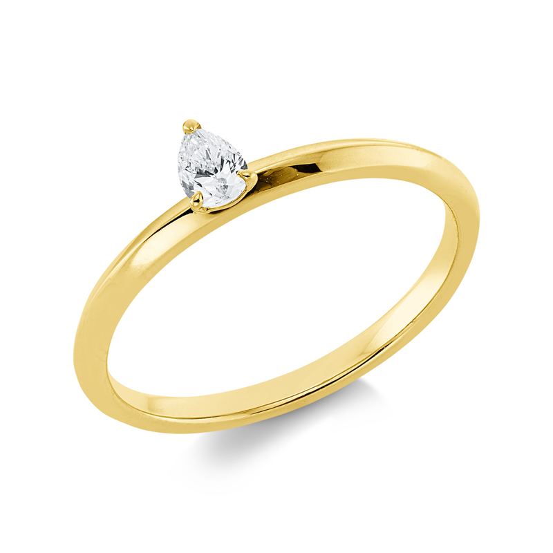 Ring 18 kt GG, 1 Tropfen 0,14 ct, TW-si