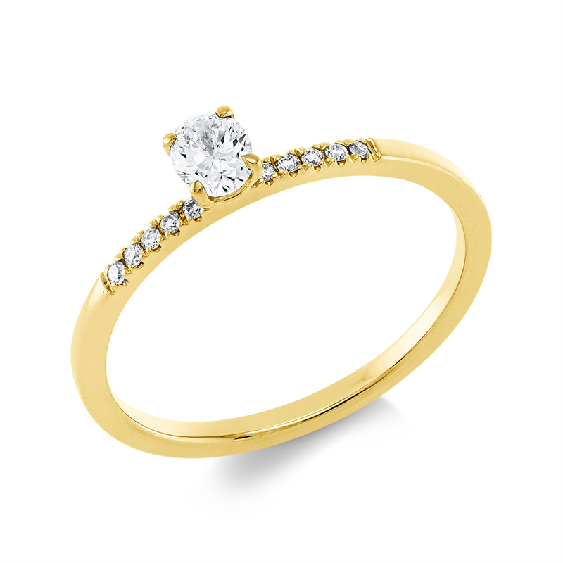 Ring 18 kt GG, 1 Oval 0,23 ct, TW-si, 10 Brill. 0,05 ct, TW-si