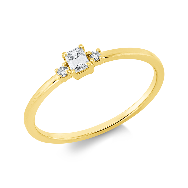 Ring 18 kt GG, 1 Sm.schliff 0,11 ct, TW-si, 2 Brill. 0,03 ct, TW-si