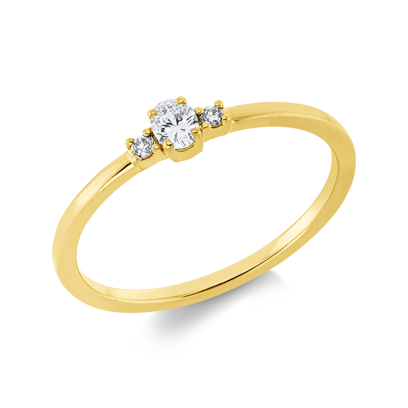 Ring 18 kt GG, 1 Oval 0,10 ct, TW-si, 2 Brill. 0,03 ct, TW-si