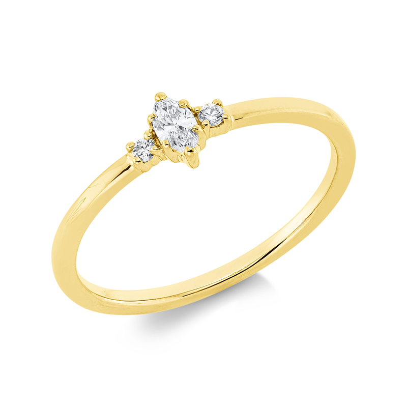 Ring 18 kt GG, 1 Nav. 0,11 ct, TW-si, 2 Brill. 0,03 ct, TW-si