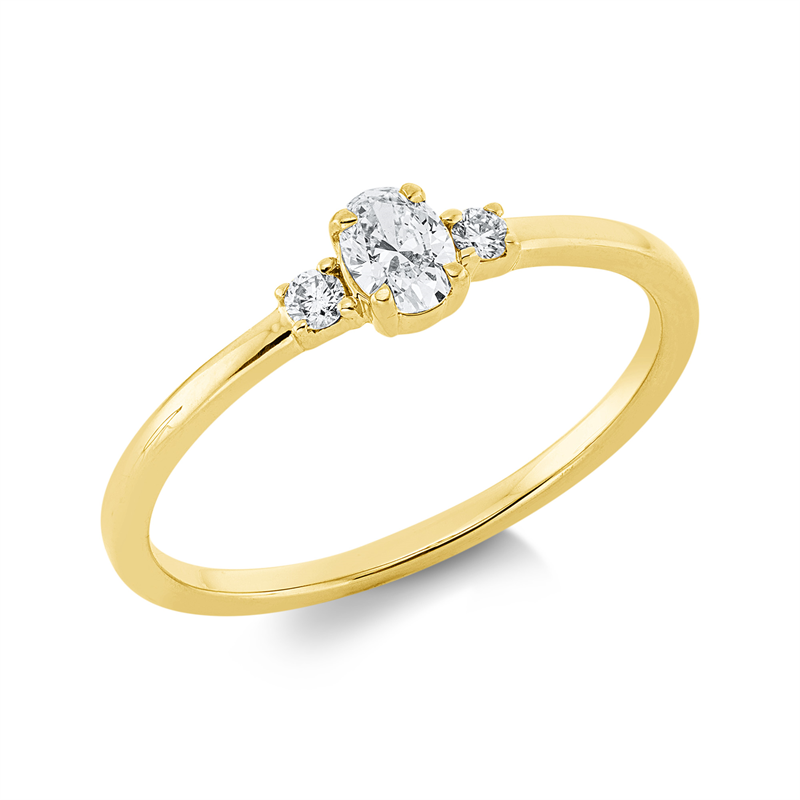 Ring 18 kt GG, 1 Oval 0,19 ct, TW-si, 2 Brill. 0,04 ct, TW-si